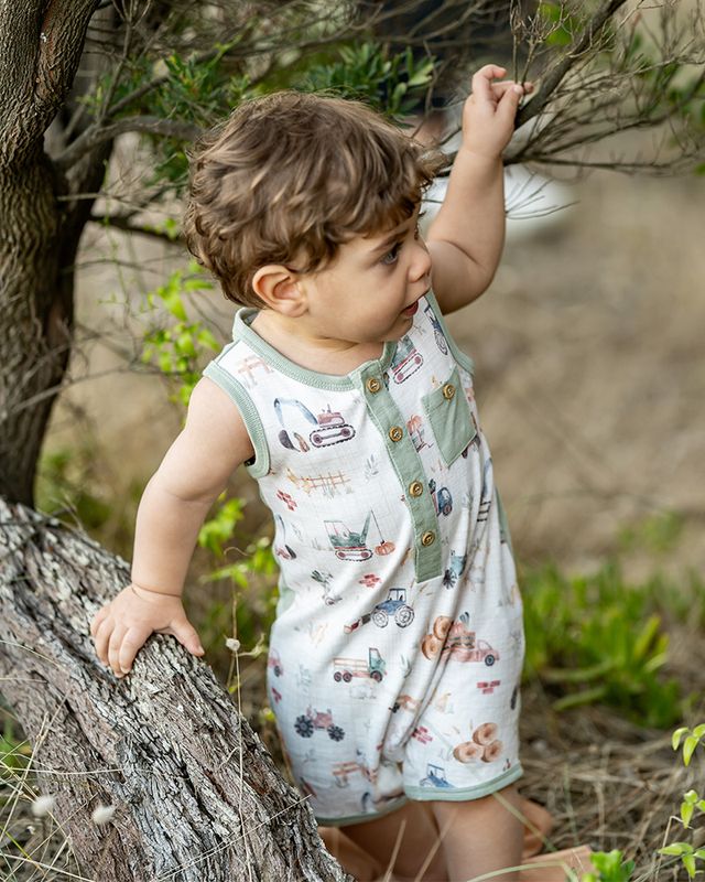 Clayton Sheep Romper - Clayton Print