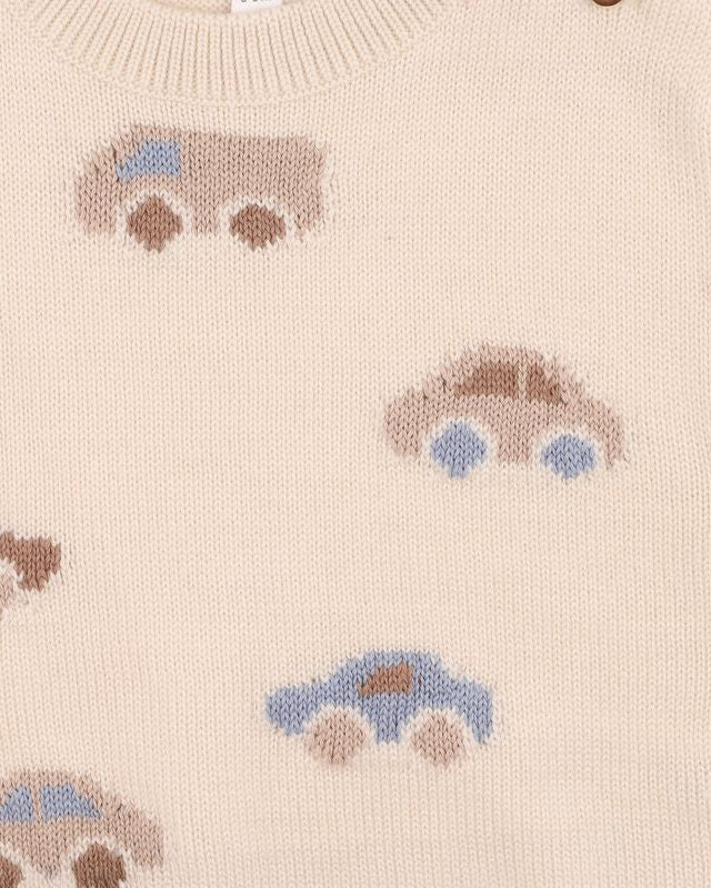 Automobile Knitted Jumper - Cream Marl