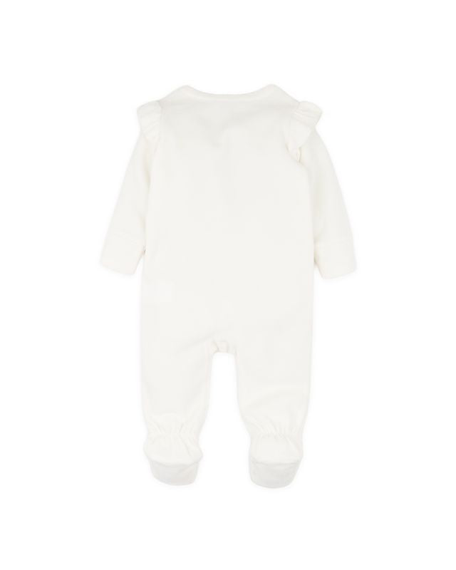 Emmy Velour Zip Onesie - Snow