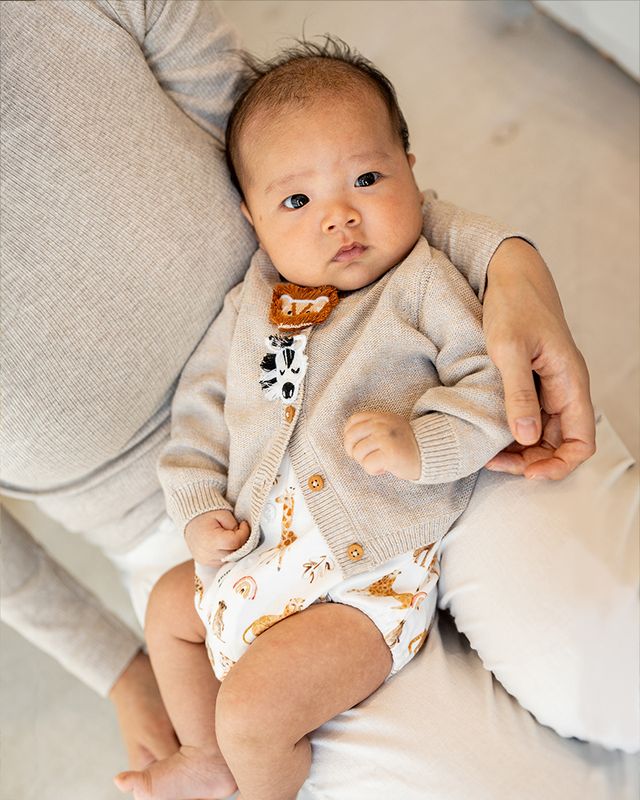 Billie Novelty Cardigan - Mocha Marl