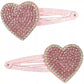 Pink Heart Diamonte Clips