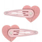 Pink Heart Diamonte Clips