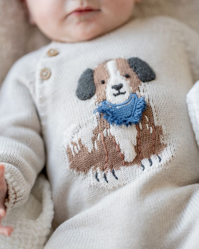 Knitted Dog Romper - Oat