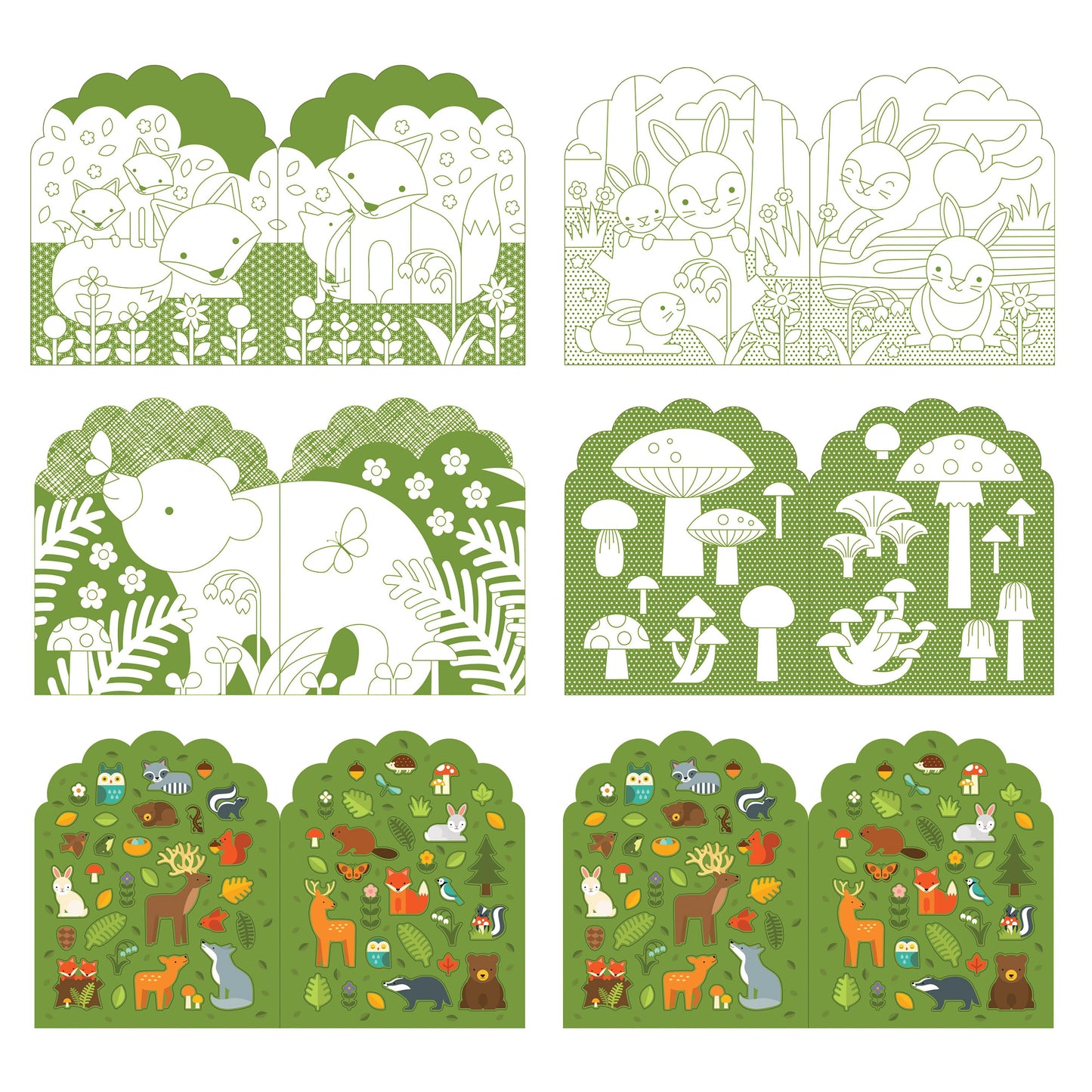 Colouring Book with Stickers - Woodland