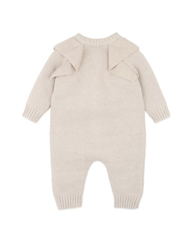 Fern Hand Emb.  Knit Romper - Oat Marl