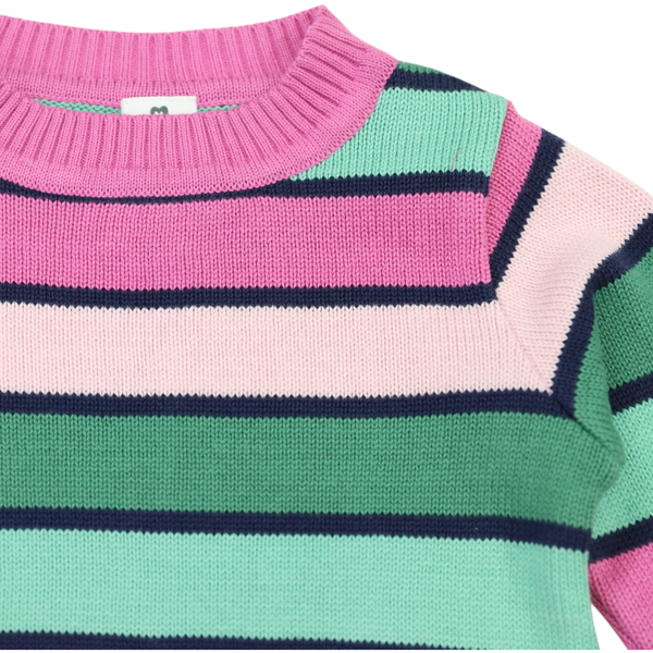 Long Stripe Knit Sweater - Green