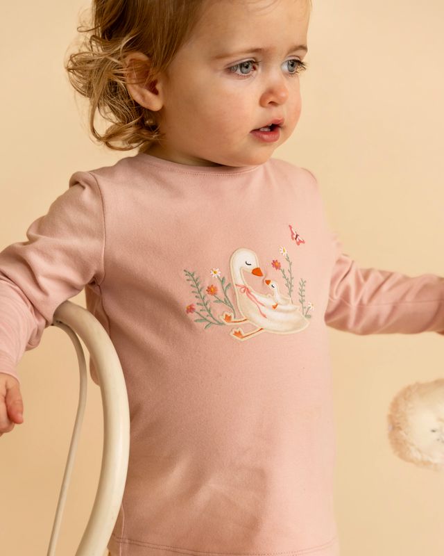 Emmy Ducks & Flowers L/S Tee - Dusty Rose