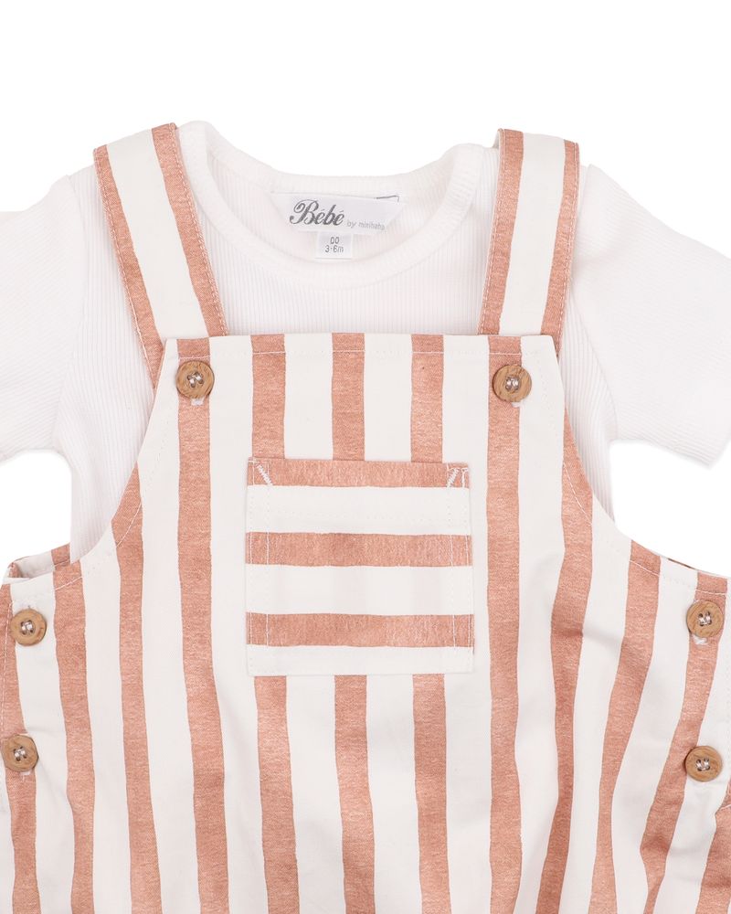 Max 2Pce Bodysuit Set - Caramel Stripe