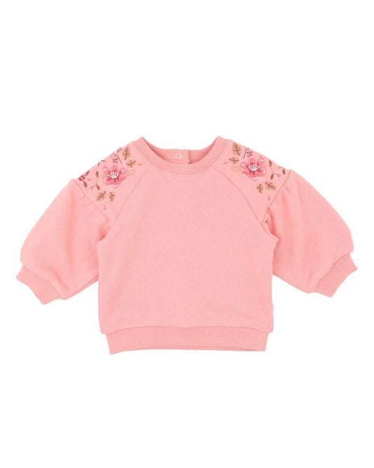 Embroidered Sweatshirt - Coral