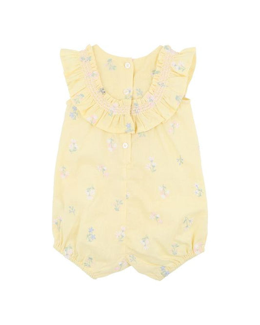 Bonnie Embroidered Romper - Yellow