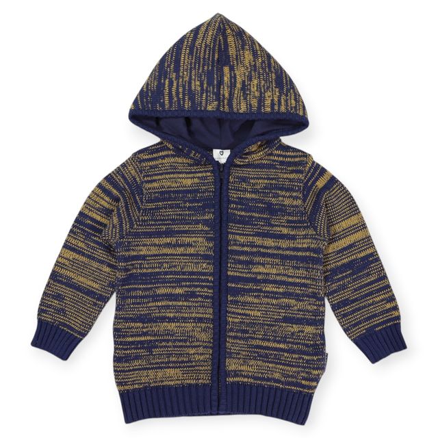 Fleck Knit Zip Jacket - Navy