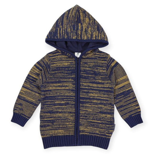 Fleck Knit Zip Jacket - Navy