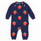 Strawberry Knit Romper - Navy