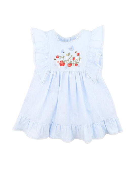 Poppy Emb Yoke Dress - Bluebell