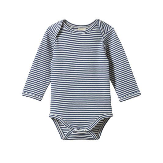 Nature Baby L/S Bodysuit - Vintage Indigo Stripe