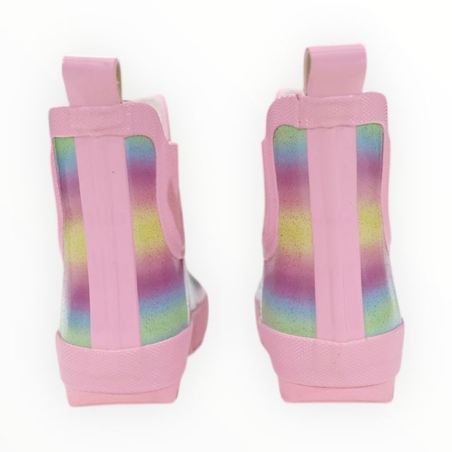 Glitter Rainbow Short Gumboot - Pink