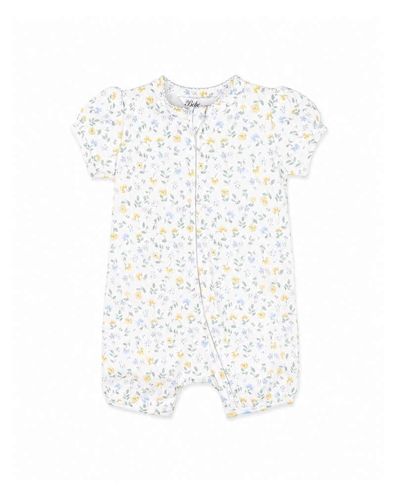 Libby S/S Zip Romper - Libby Floral