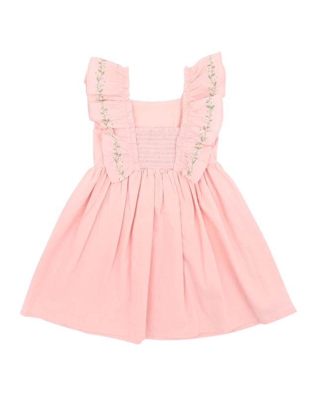 Tess Emb Frill Dress - Pale Pink