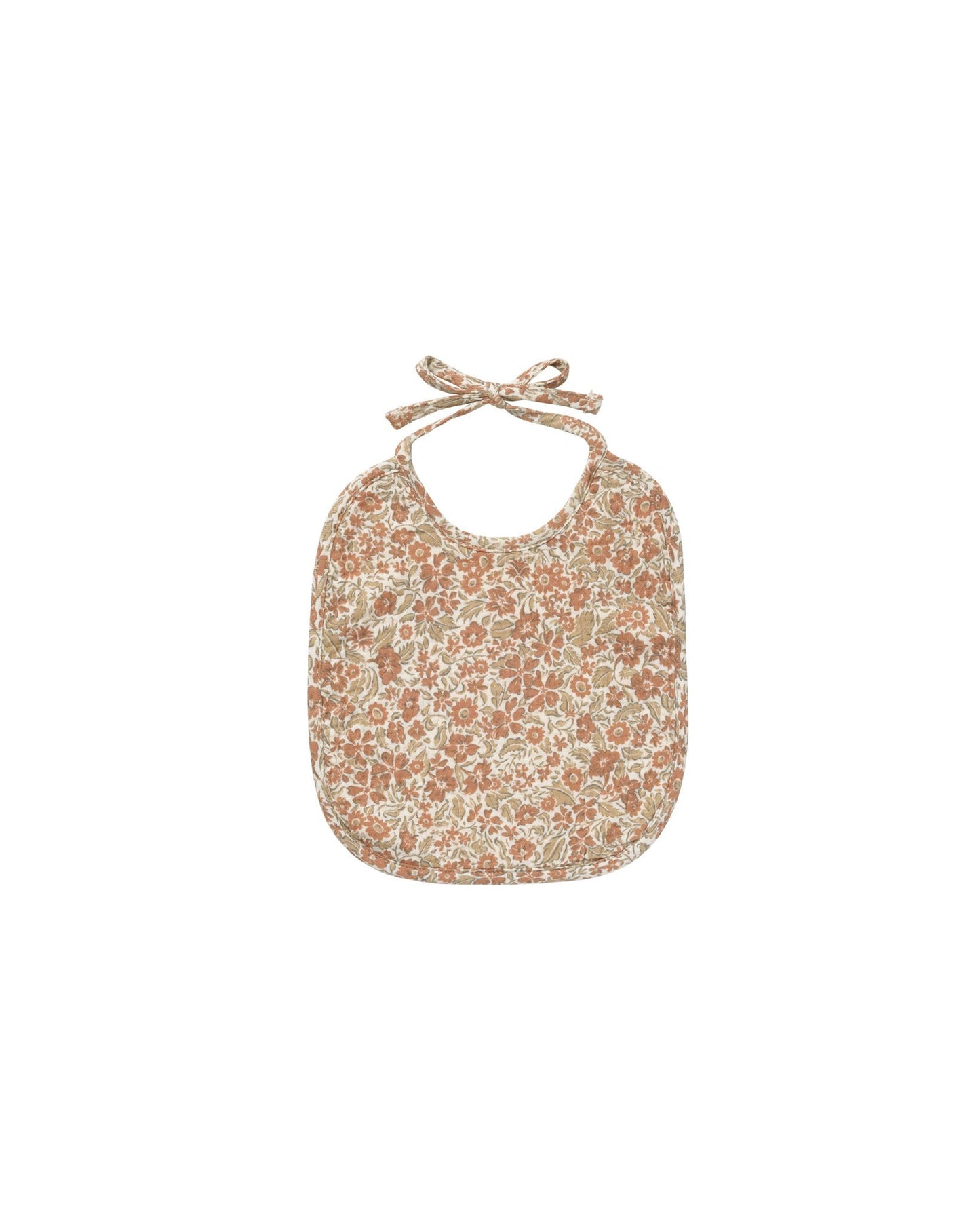 Quincy Mae Woven Tie Bib - Rose Garden