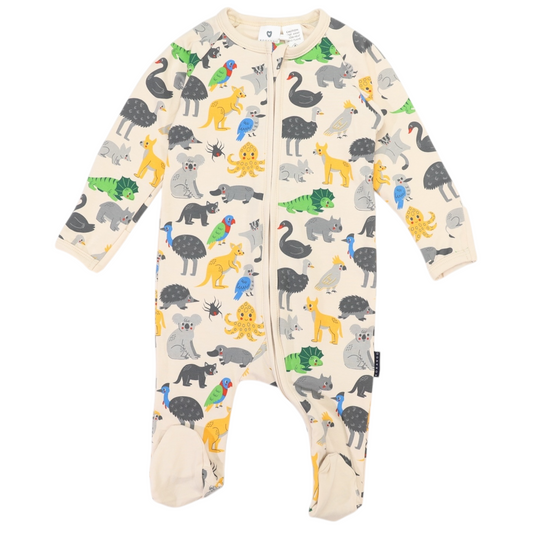 Australian Animal Zip Onesie - Beige