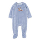 Alvin Velour Zip Onesie - Dusky Blue