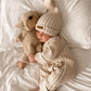 Knitted Cotton Ribbed Beanie - Honey Milk