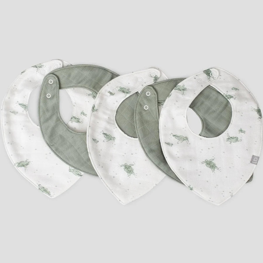 Muslin Bibs 5PK - Turtle Bay