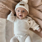 Knitted Cotton Ribbed Beanie - Milk