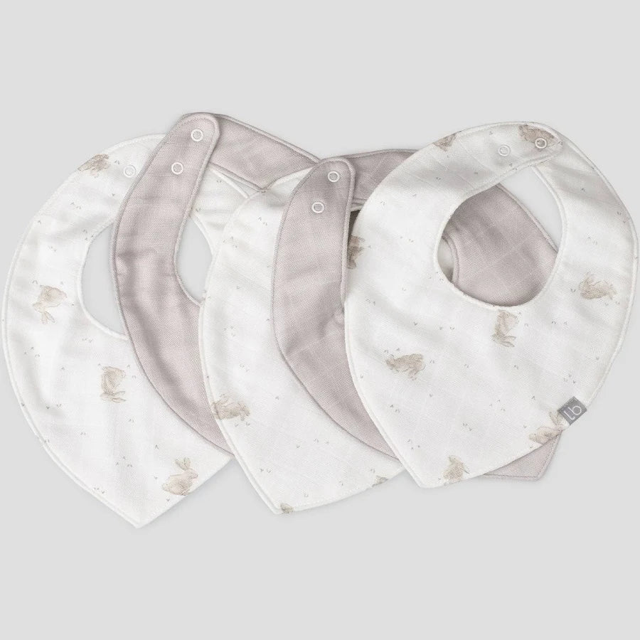 Muslin Bibs 5PK - Stone Grey