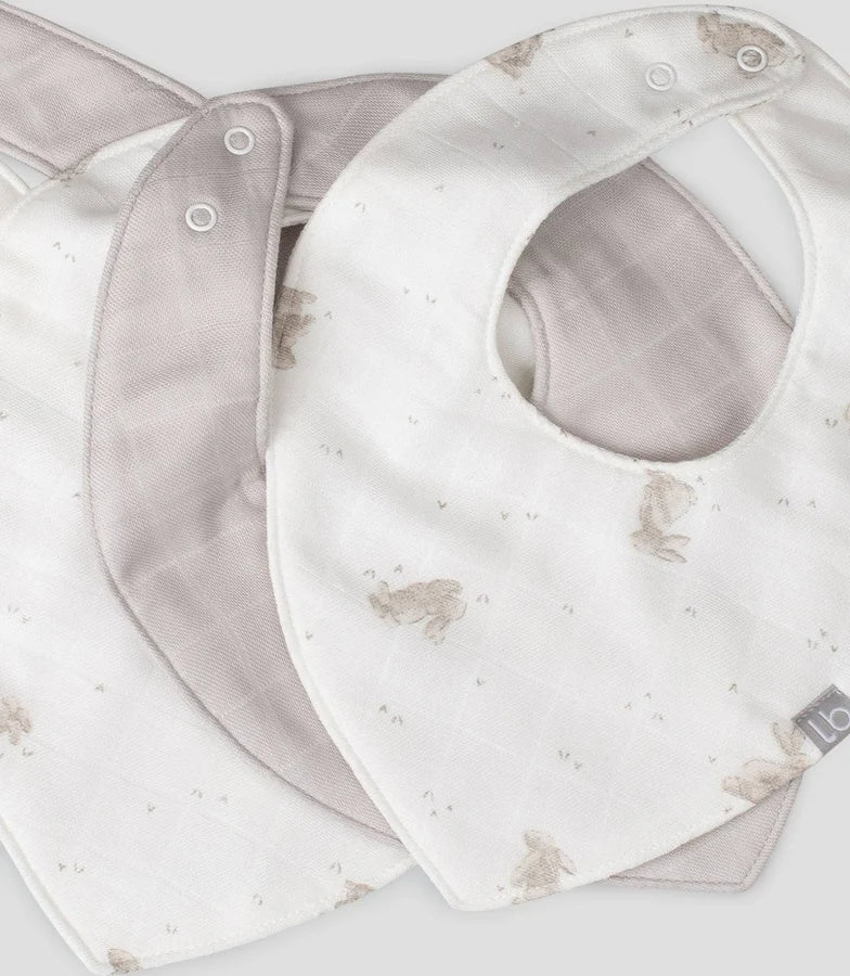 Muslin Bibs 5PK - Stone Grey