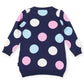 Polkadot Knitted Dress - Navy