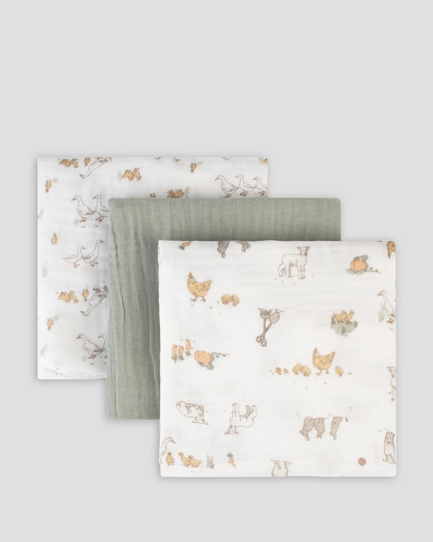 Muslin Wraps 3 Pack - Farmyard Lamb