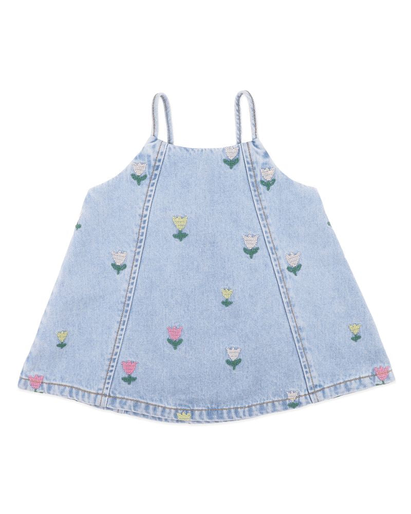 Sundae Denim Tulip Dress - Light Indigo