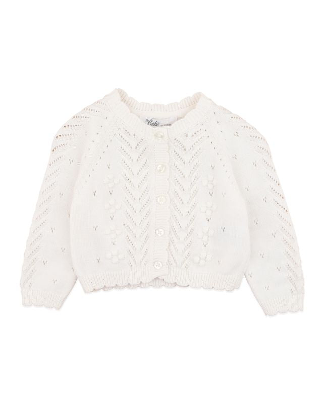 Girls Pointelle Cardigan - Cloud