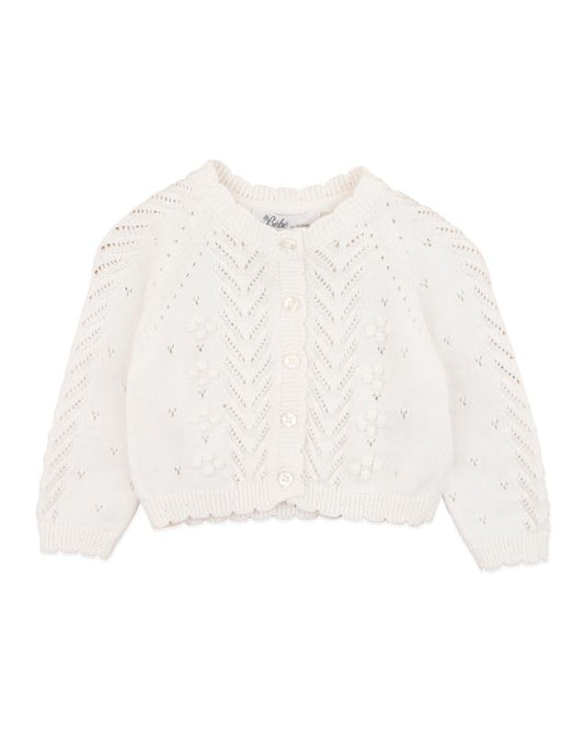 Girls Pointelle Cardigan - Cloud