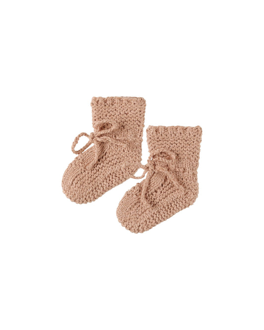 Quincy Mae Knit Booties - Rose 0-3M