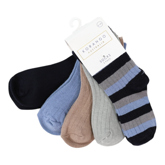 Socks 5 Pk - Navy Stripe