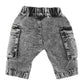 Pull On Cargo Jeans - Washed Black