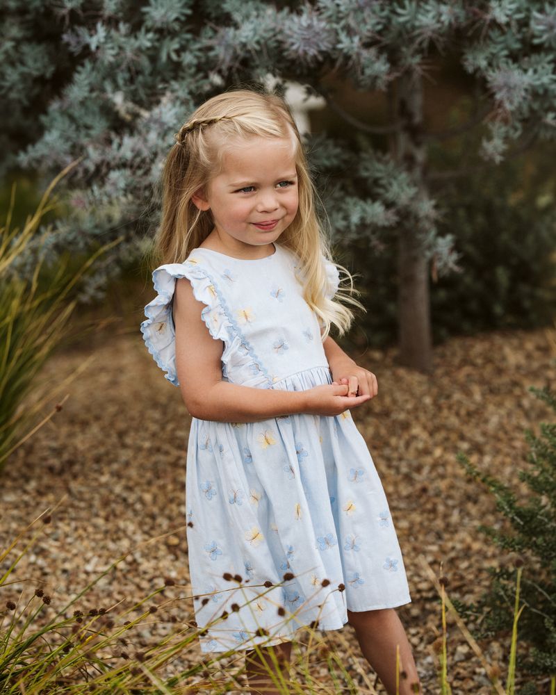 Libby Emb. Butterfly Dress - Pale Blue