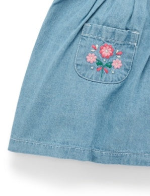 Embroidered Pinnie - Faded Denim