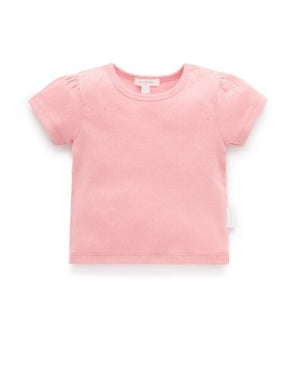 Pointelle Sht/Slv Tee - Papaya