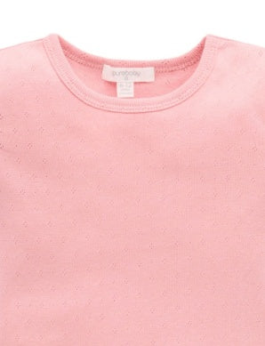 Pointelle Sht/Slv Tee - Papaya