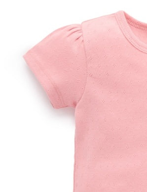 Pointelle Sht/Slv Tee - Papaya