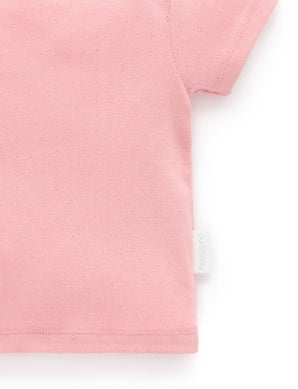 Pointelle Sht/Slv Tee - Papaya