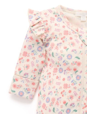 Printed Zip Growsuit - Floral  Print