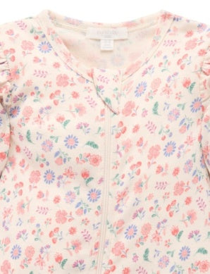 Printed Zip Growsuit - Floral  Print