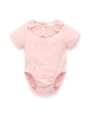 Pointelle Ruffle Bodysuit - Guava