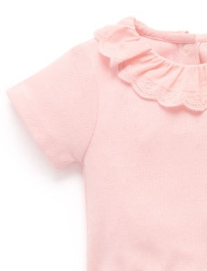 Pointelle Ruffle Bodysuit - Guava