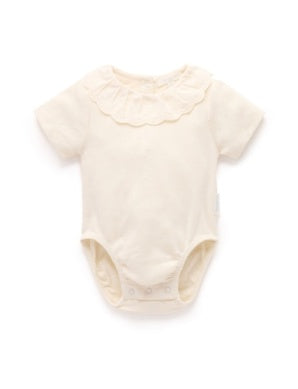 Pointelle Ruffle Bodysuit - Cloud