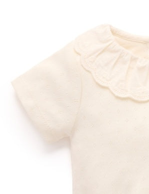 Pointelle Ruffle Bodysuit - Cloud